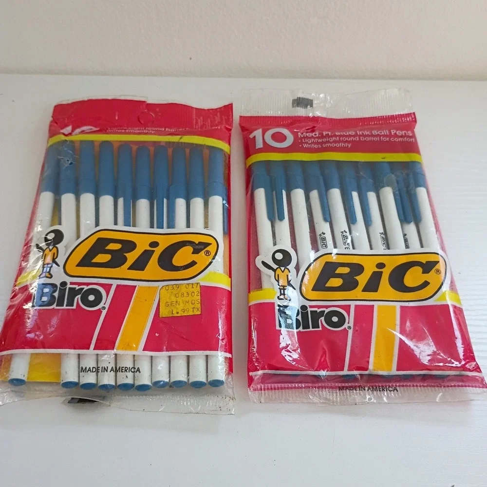 VTG Bic Biro Blue Ink Medium Point Ball Pens 2 Pckgs Of 10 Sealed New Old Stock